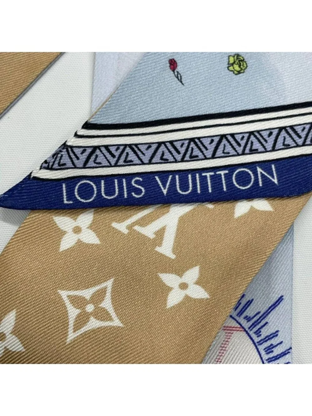 Louis Vuitton Scarf Monogram Logo Balloon Pattern Blue